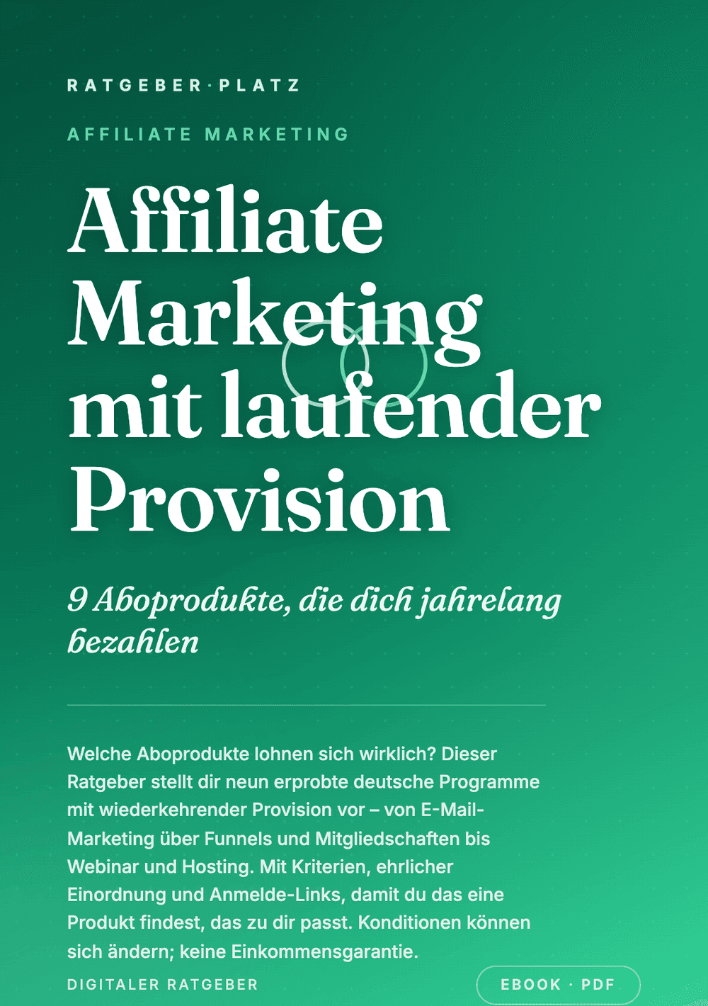 Cover: Affiliate Marketing mit laufender Provision