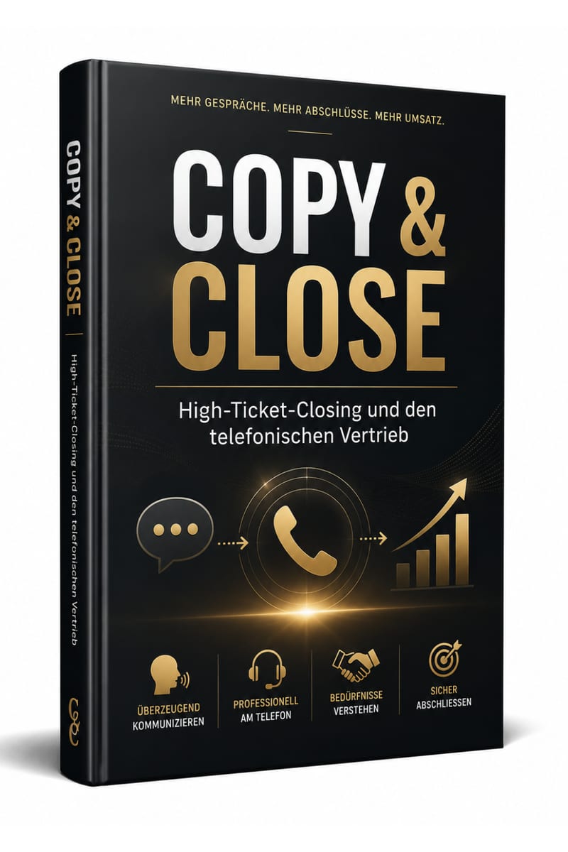Cover des Ratgebers Copy & Close, Zeitstrahl vom Vertriebler zum Closer